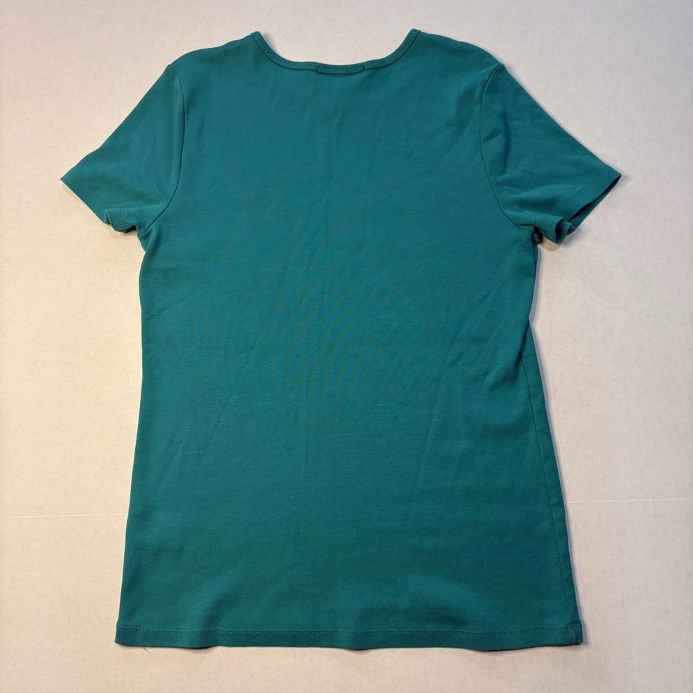 Lauren Ralph Lauren Tee Women Large Short Sleeve Teal Cotton Crew Neck Top - Picture 4 of 6